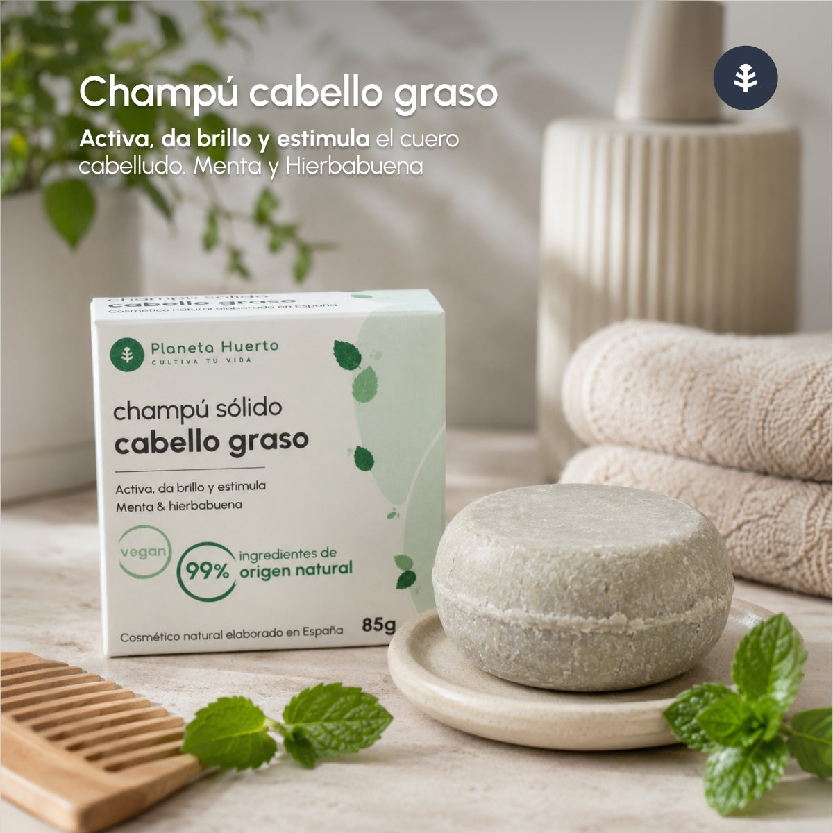 Planeta Huerto Shampoo solido alla menta piperita 85 g