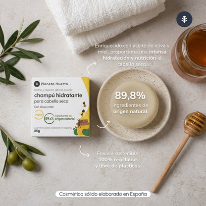 Planeta Huerto Olive & Honey Shampoo solido idratante 85 gr