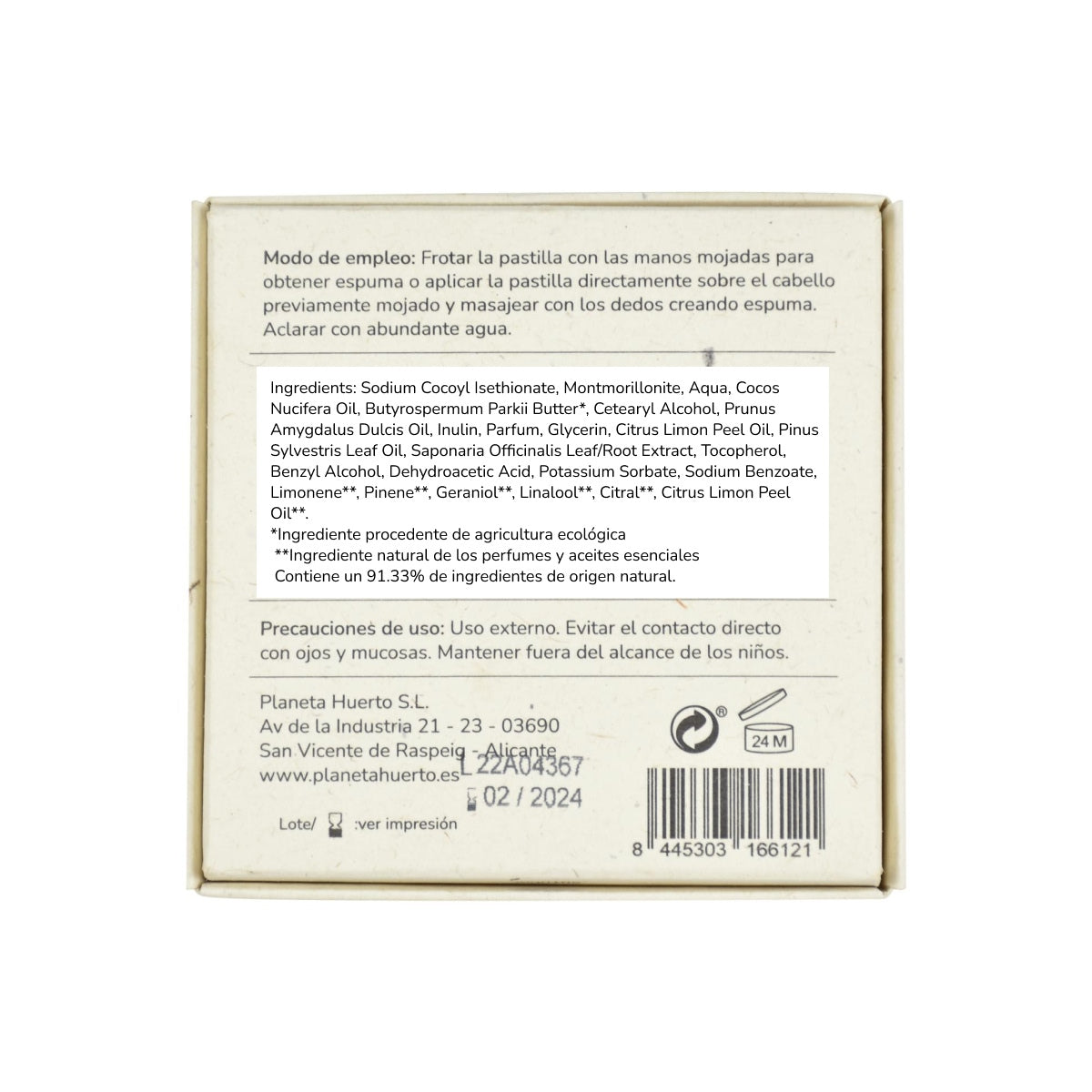 Planeta Huerto shampoo solido riparatore al cocco e alle mandorle 85 g