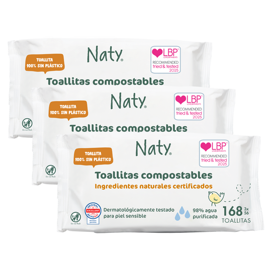 Confezione da 3 salviettine compostabili Naty  3x56 pz