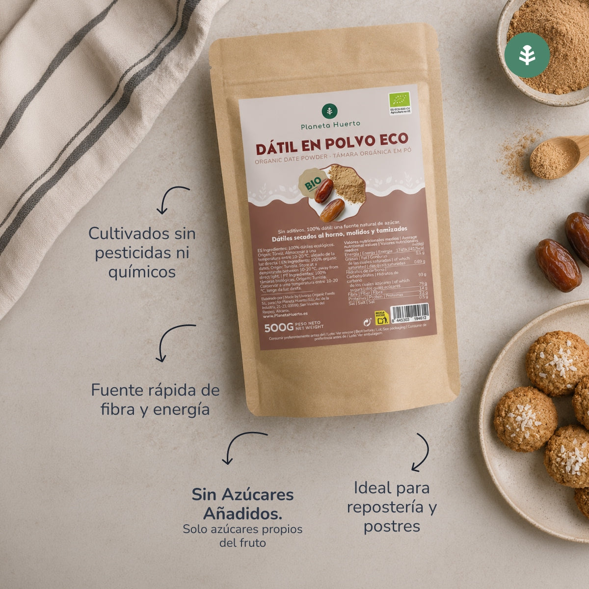 Datteri in polvere Planeta Huerto 500 g