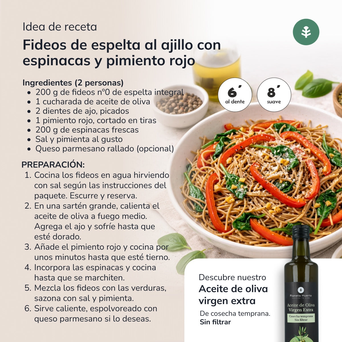 Tagliatelle integrali di farro nº0 ECO Planeta Huerto 500gr