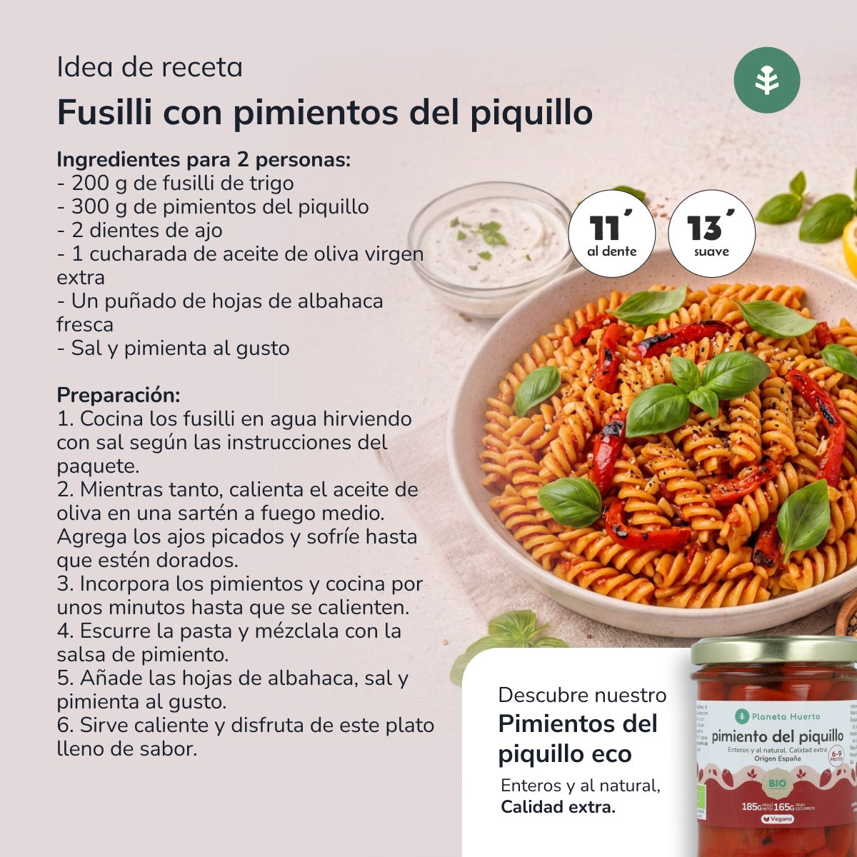 Fussilli di grano ECO Planeta Huerto 500gr