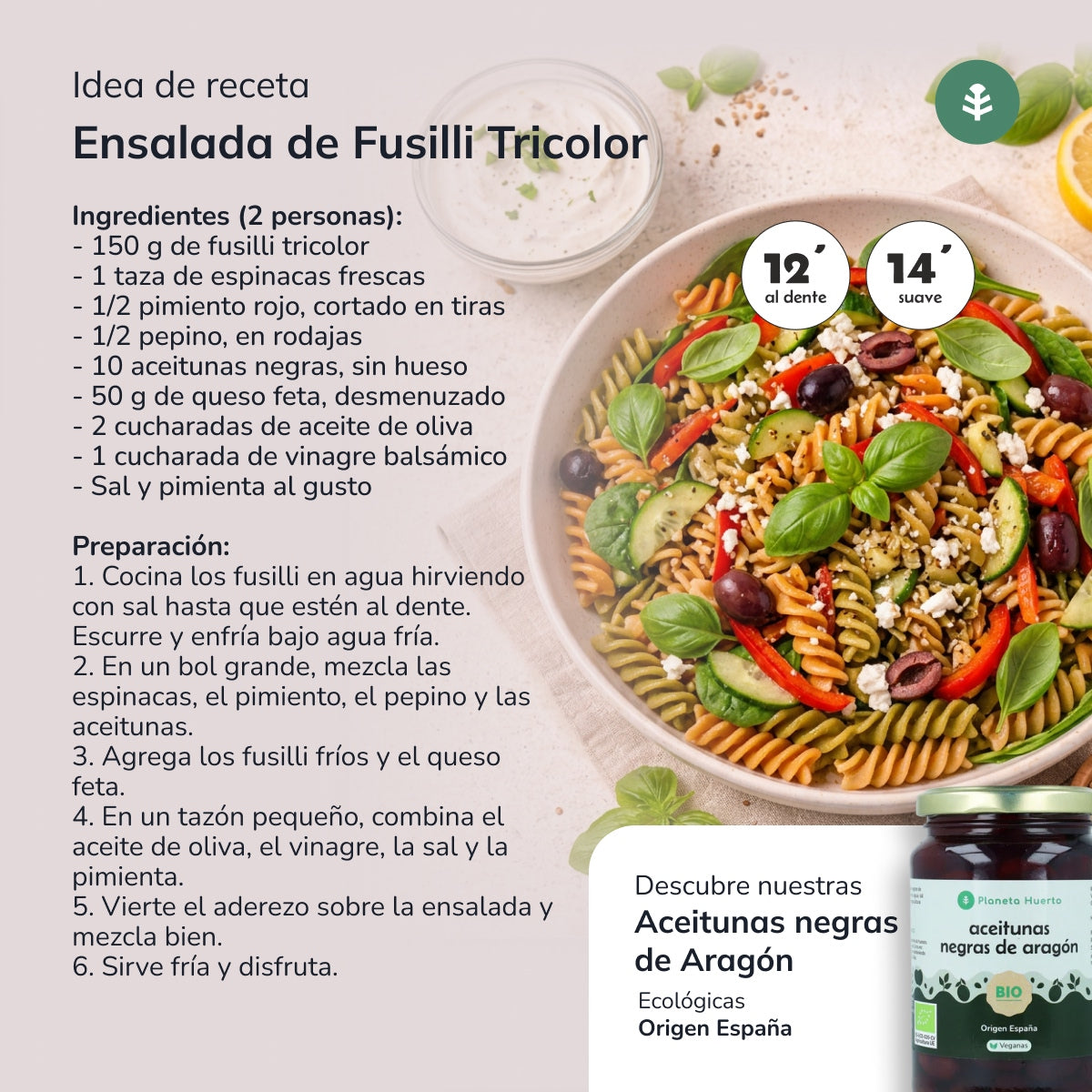 Fusilli tricolore ECO Planeta Huerto 500gr