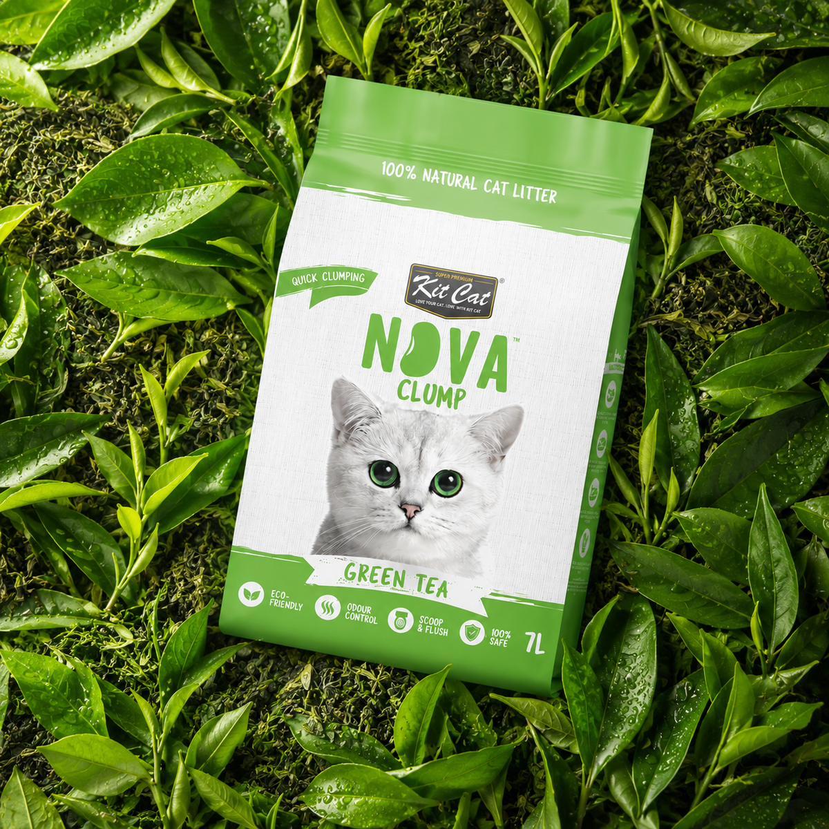 Kit Cat Arena Eco SoyaClump - Green Tea 7 L Sabbia per gatti