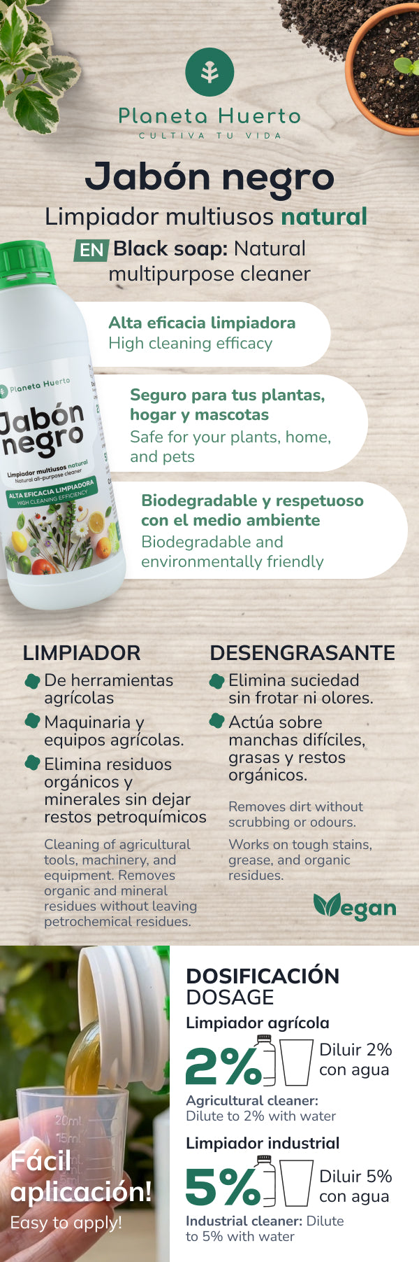 Sapone potassico Nero Planeta Huerto 5 L