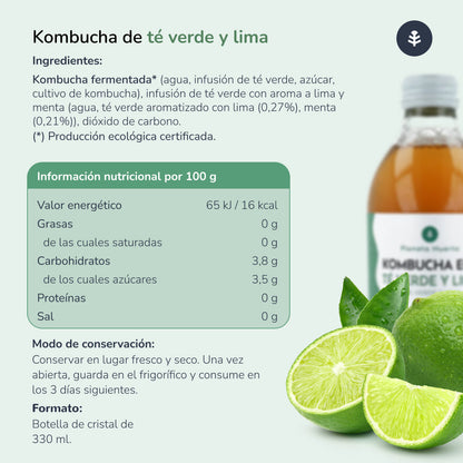 Kombucha ECO tè verde e lime Planeta Huerto 330 ml