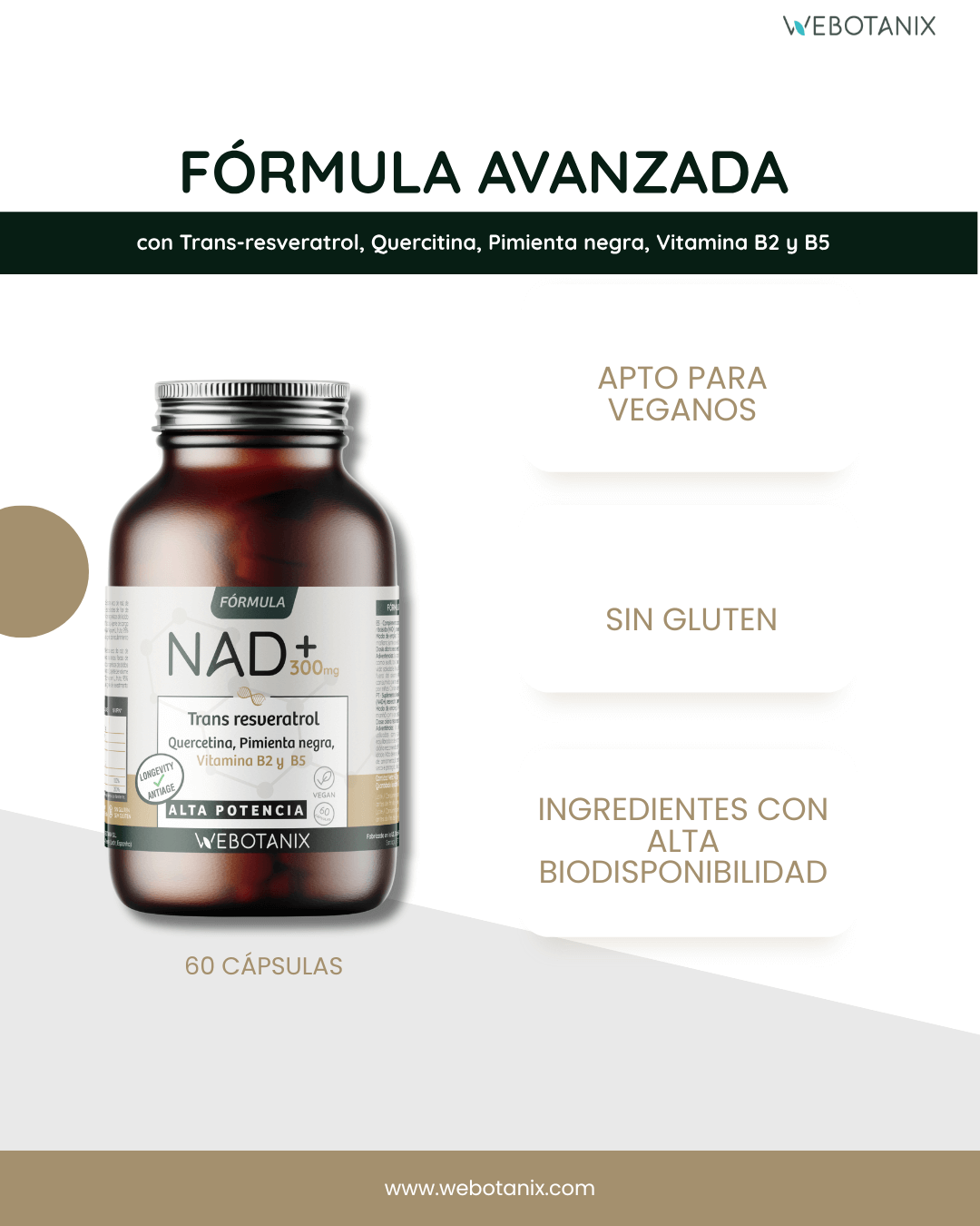 NAD+ 300 mg Trans Resveratrol WEBOTANIX 60 capsule