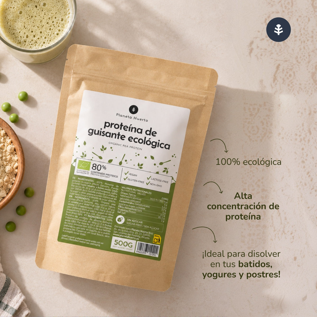 Proteine del pisello 80% ECO Planeta Huerto 500 g