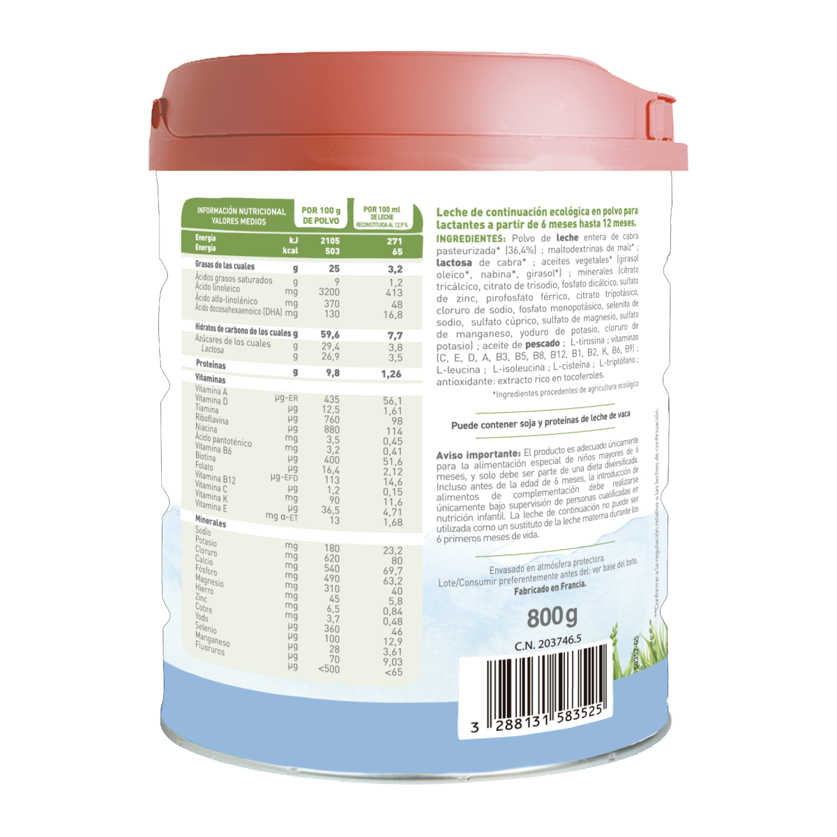 Confezione da 3 latte di capra Caprea 2 (da 6 a 12 mesi) Babybio 800 g