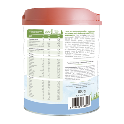 Confezione da 3 latte di capra Caprea 2 (da 6 a 12 mesi) Babybio 800 g