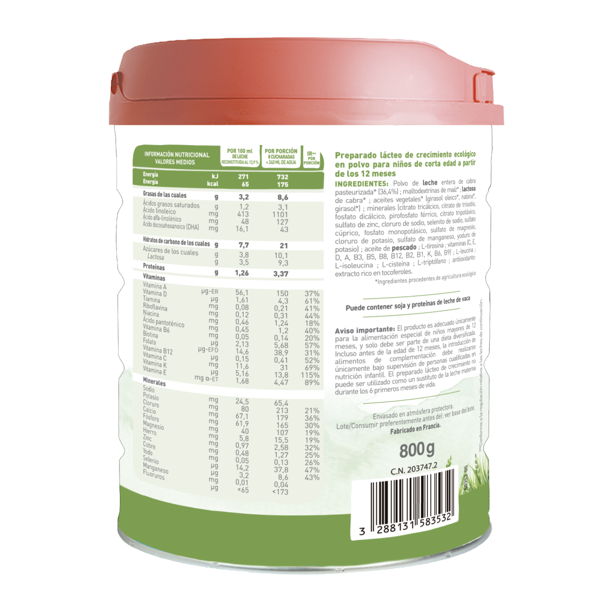 Latte di capra BIO Caprea 3 (da 12 mesi a 3 anni)  Biologico 800 g Babybio