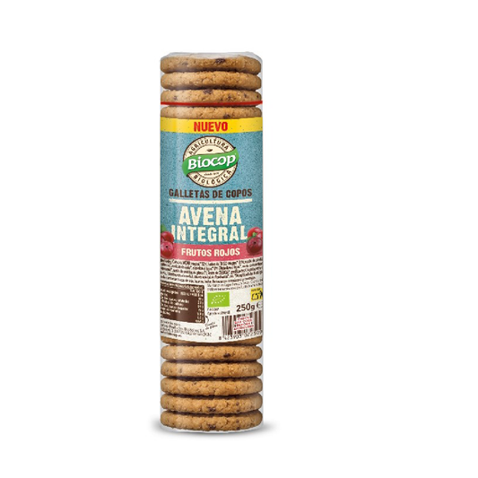 Biscotti integrali con fiocchi d'avena e frutti rossi Biocop 250 g