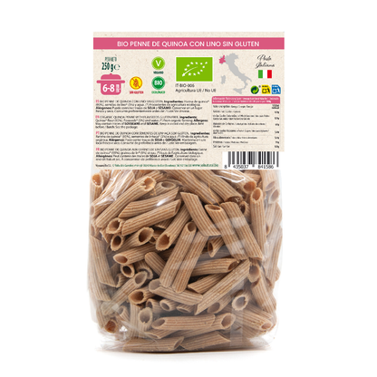 Maccheroni di quinoa con semi di lino biologici senza glutine Sol Natural 250 g
