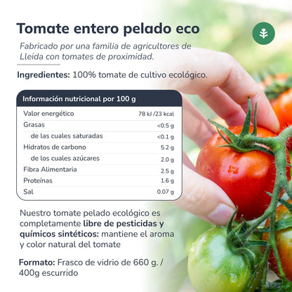 Pomodoro pelato intero ECO Planeta Huerto 660 g