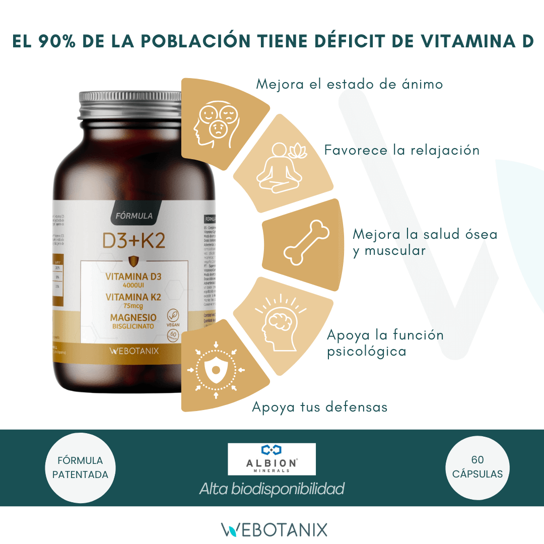 Vitamina D3 4000 UI + K2 + Magnesio Formula Vegan, WeBotanix