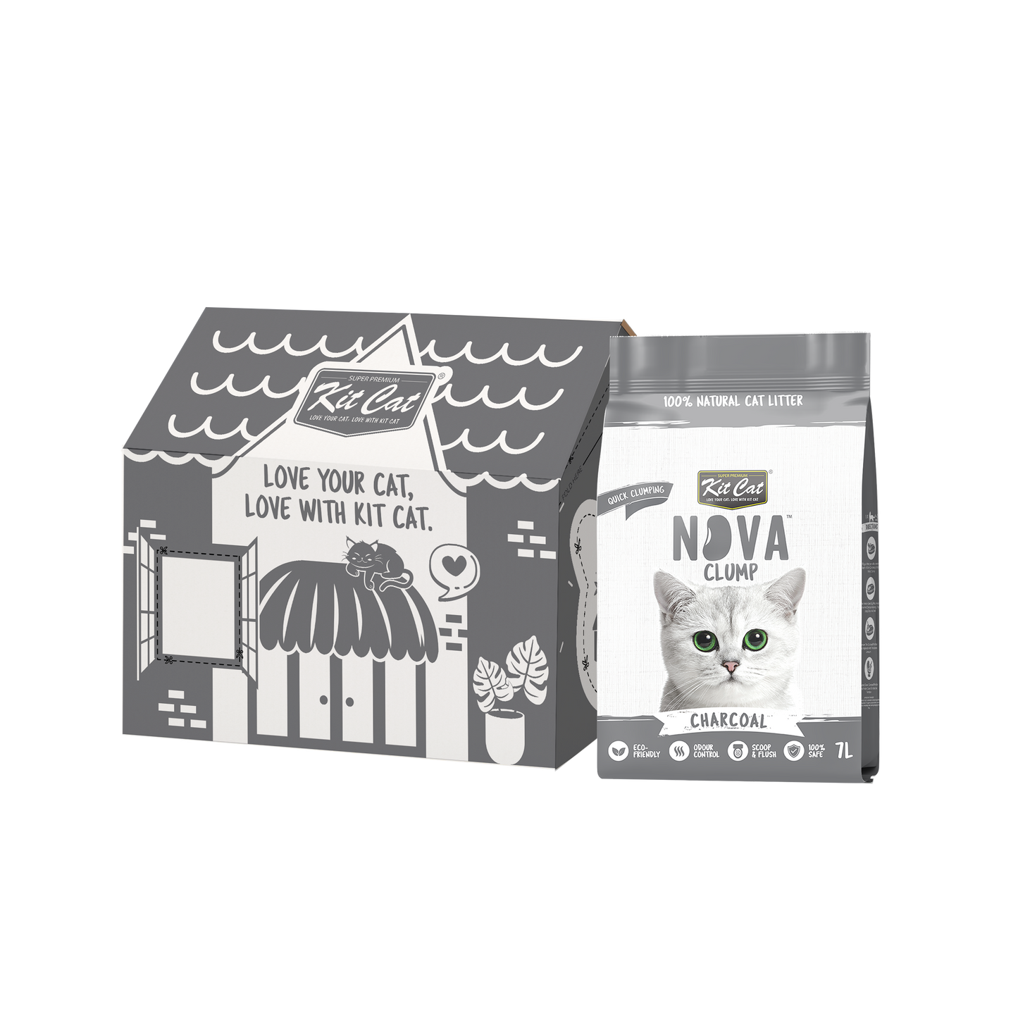 Kit Cat Arena Eco SoyaClump - Charcoal 7 L Sabbia per gatti