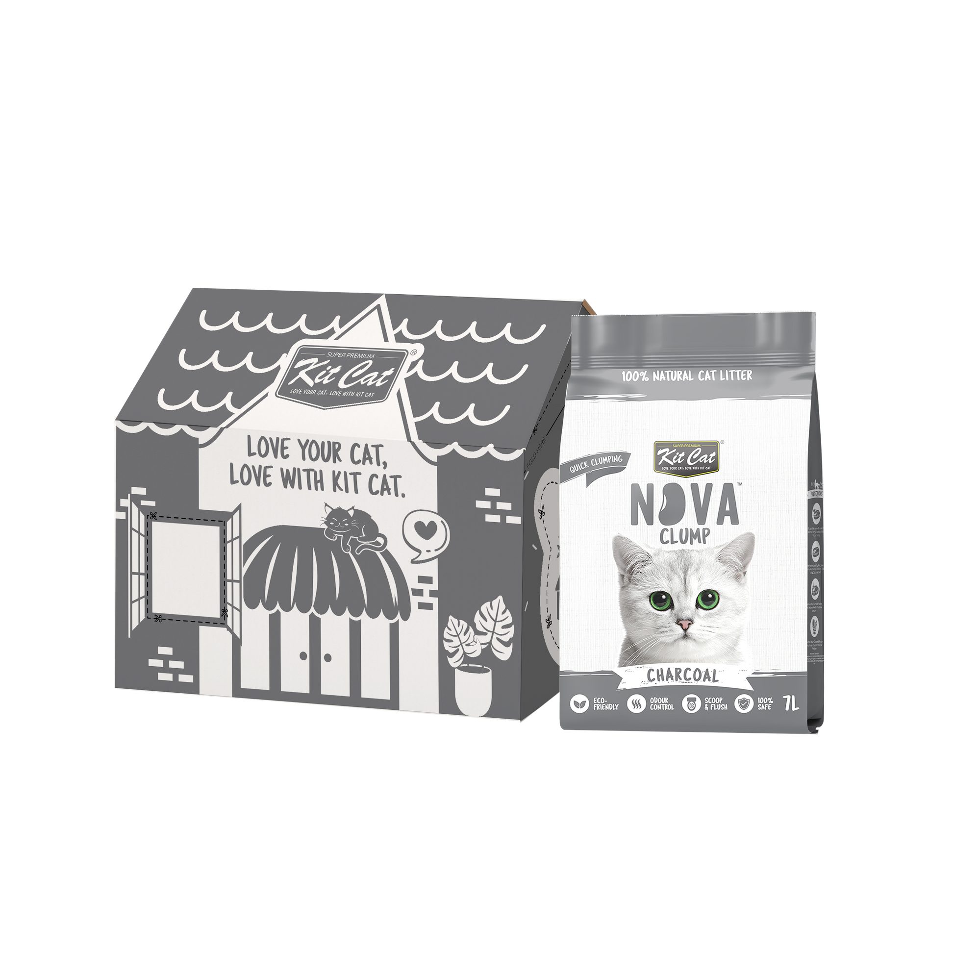 Kit Cat Arena Eco SoyaClump - Charcoal 7 L Sabbia per gatti
