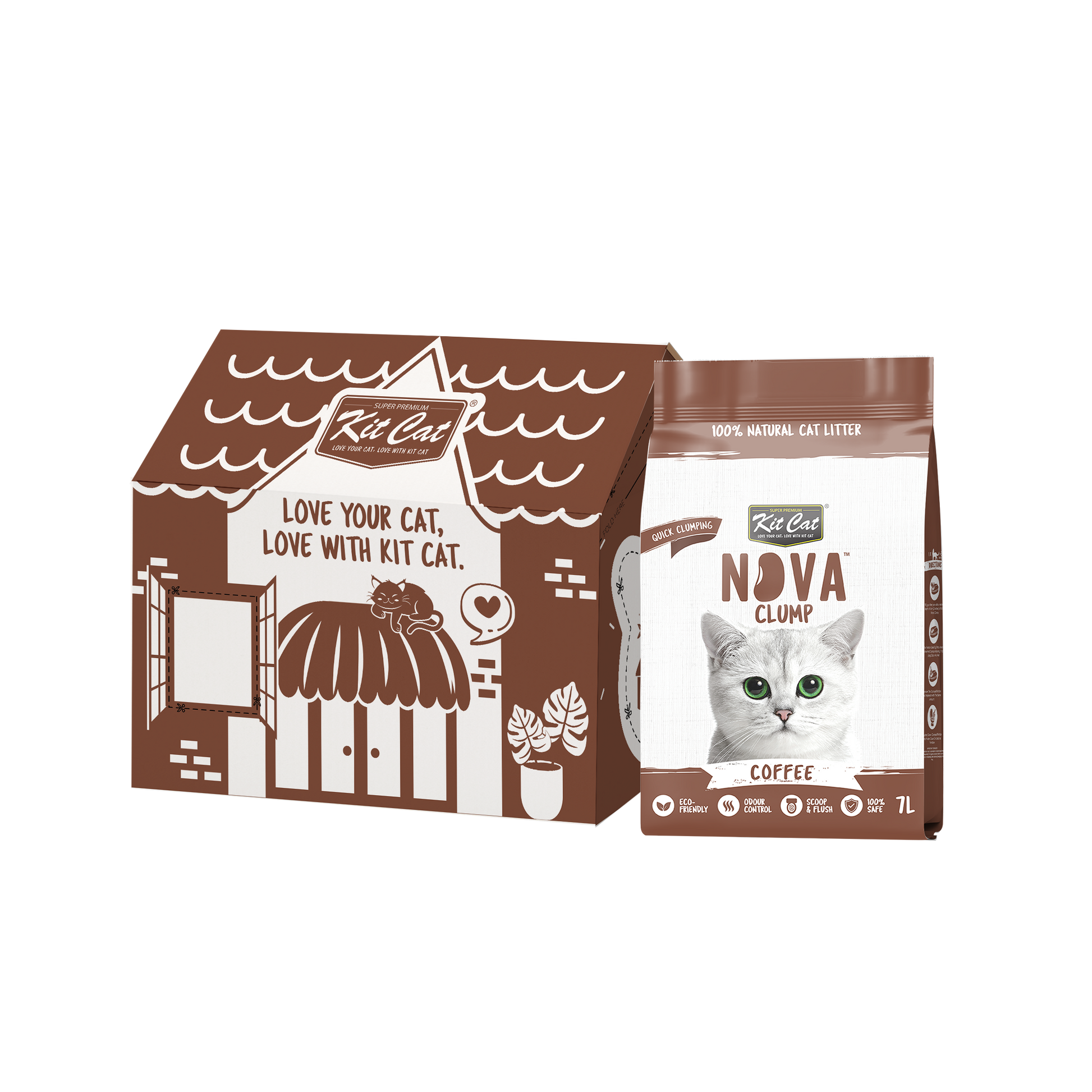 Kit Cat Arena Eco SoyaClump - Coffee 7 L Sabbia per gatti