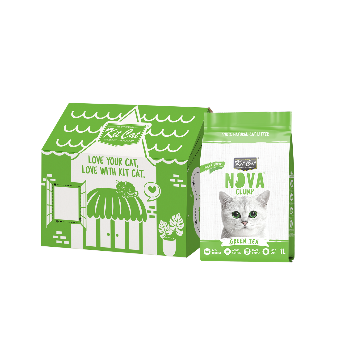 Kit Cat Arena Eco SoyaClump - Green Tea 7 L Sabbia per gatti