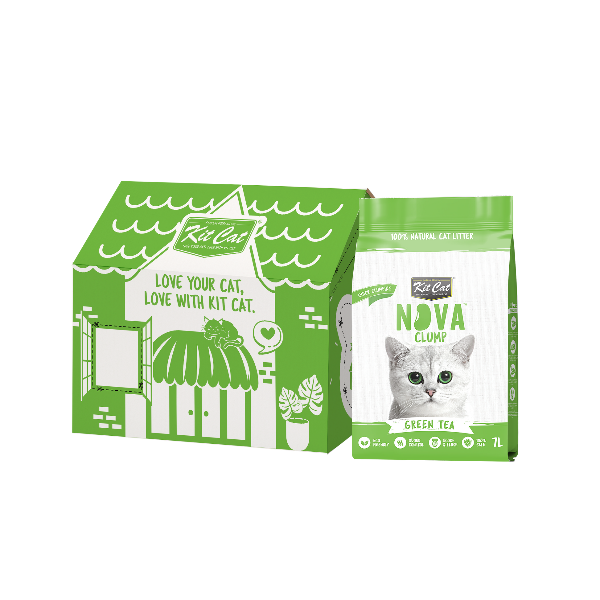Kit Cat Arena Eco SoyaClump - Green Tea 7 L Sabbia per gatti