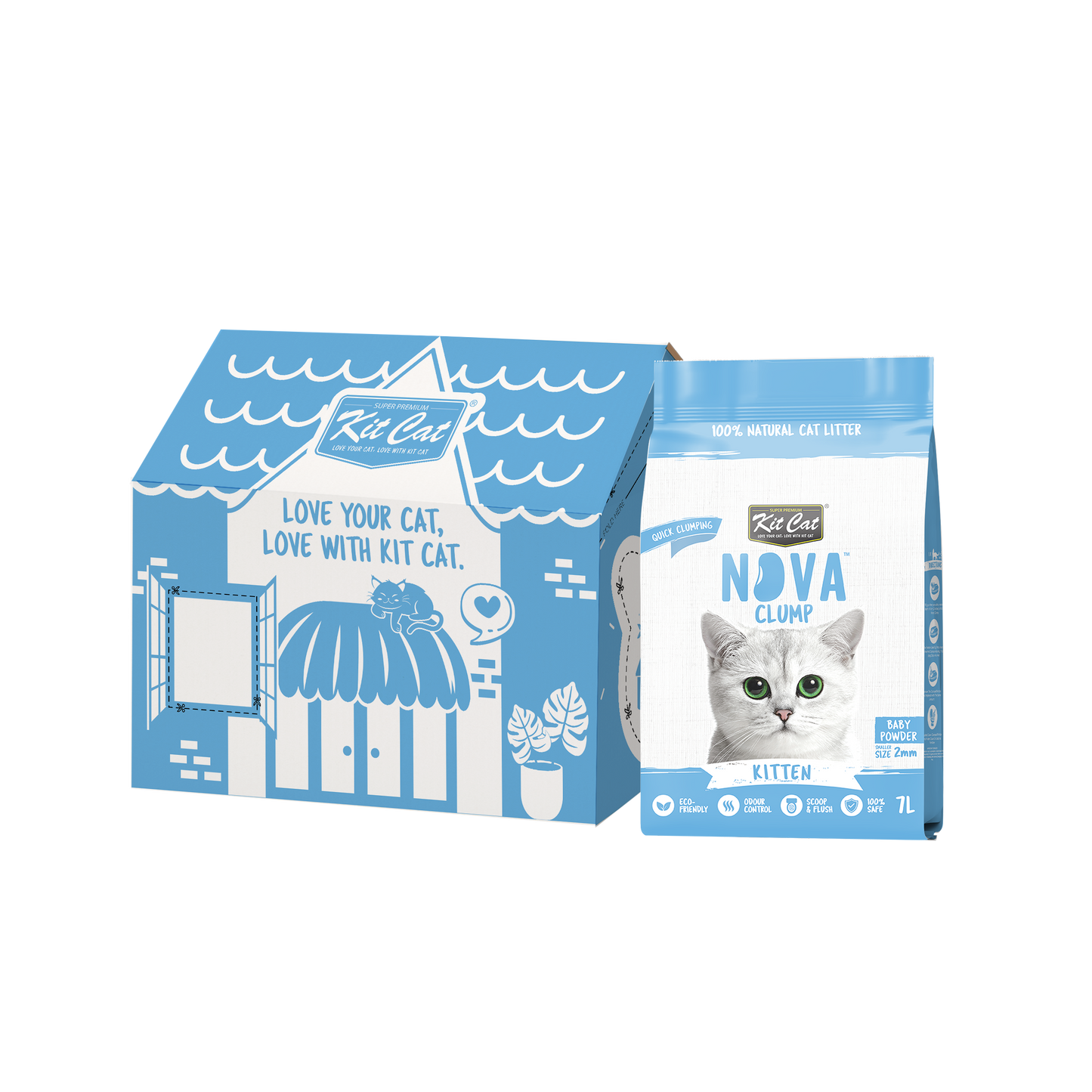 Kit Cat Arena Eco SoyaClump - Kitten Baby Powder 7 L Sabbia per gatti