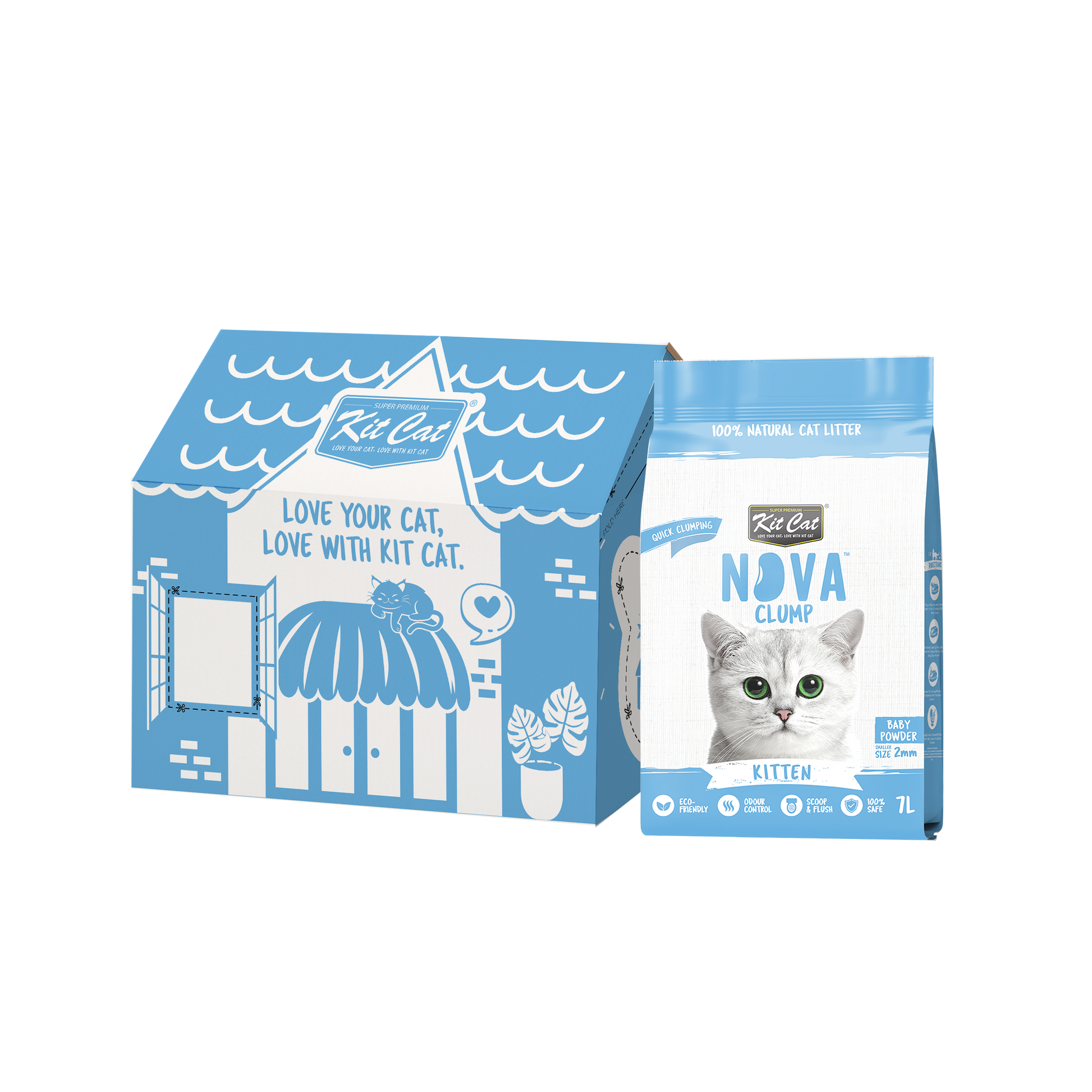 Kit Cat Arena Eco SoyaClump - Kitten Baby Powder 7 L Sabbia per gatti