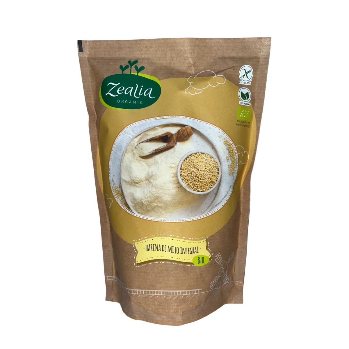 Harina de Mijo Integral BIO Sin Gluten, 500 g. Zealia