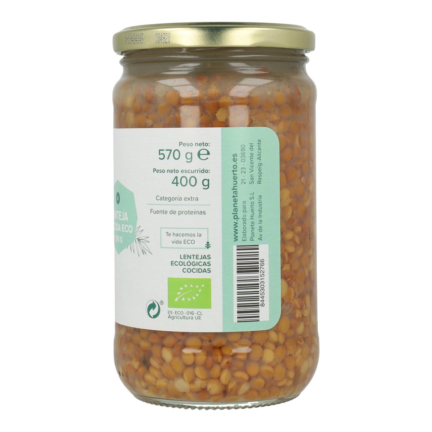 Pack 6x Lenteja Cocida ECO Planeta Huerto 570 g