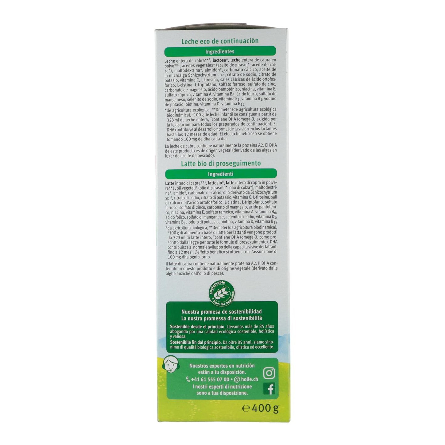 Leche de continuación 3 ECO de Cabra 10+ meses Ecológica Holle 400 g