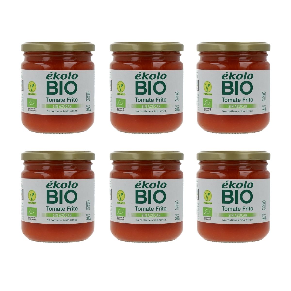 Pack 6x Tomate Frito BIO Casero Sin Azúcar Ékolo 340 g