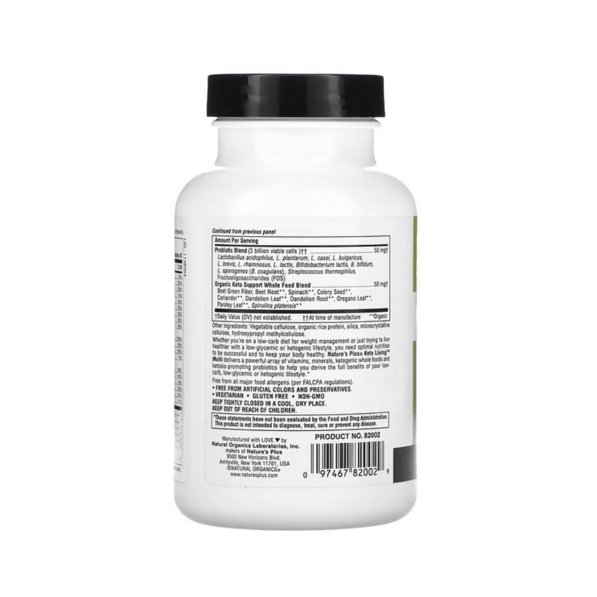 Keto living daily multi, Nature's plus 90 caps.