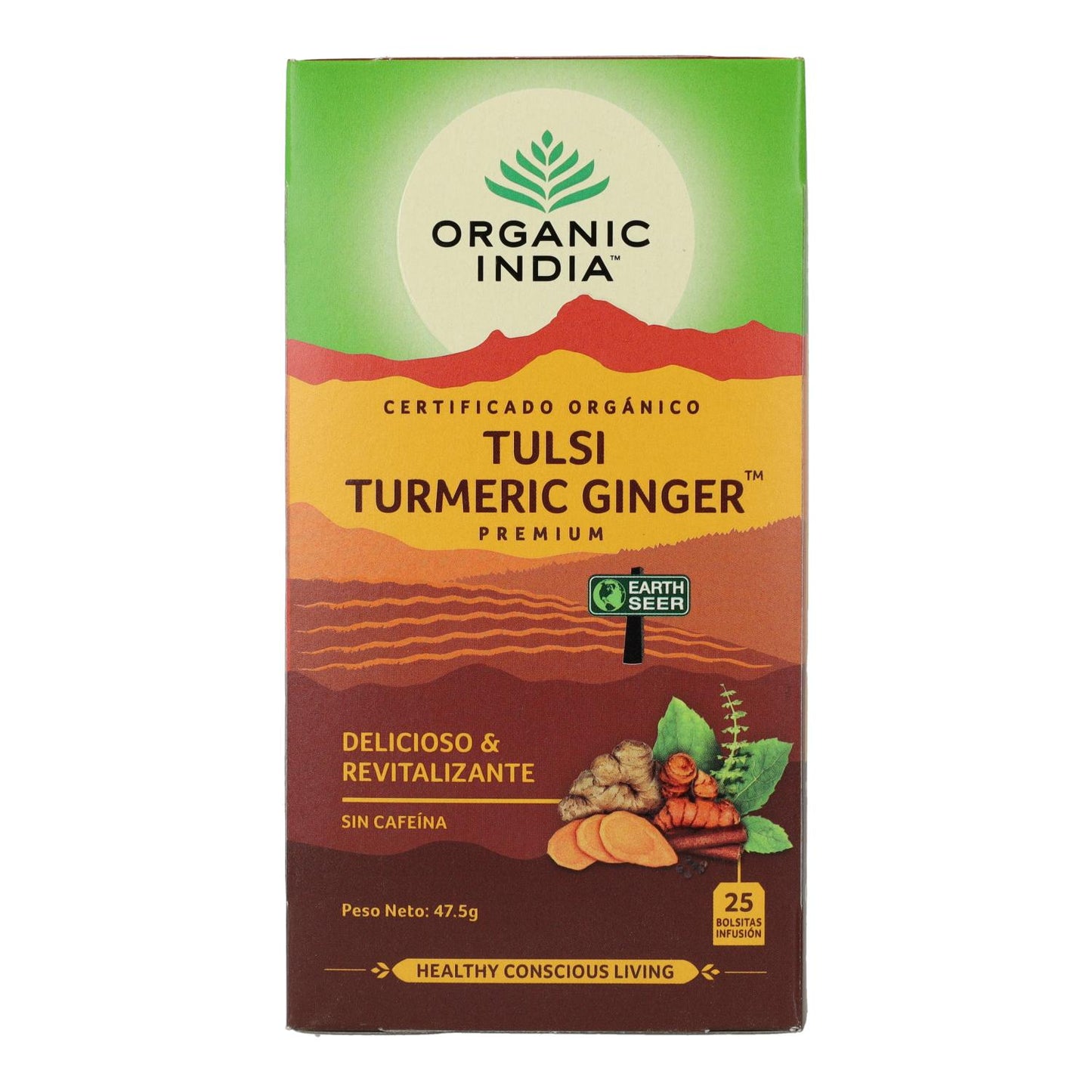 Tulsi Turmeric Ginger Organic India 25 bolsitas