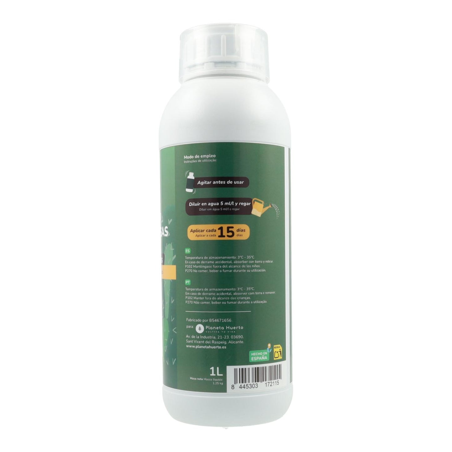 Abono Líquido Cactus y Crasas Planeta Huerto 1 l