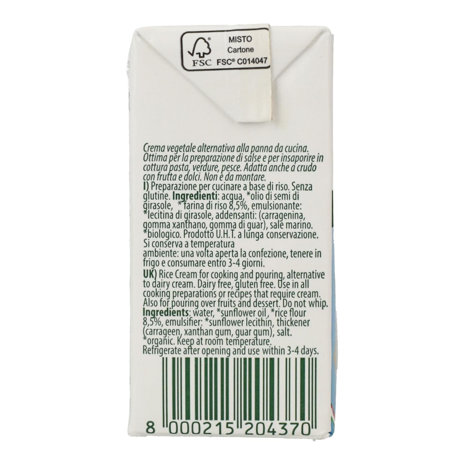 Crema de Arroz Líquida para Cocinar Bio Vitariz 200ml