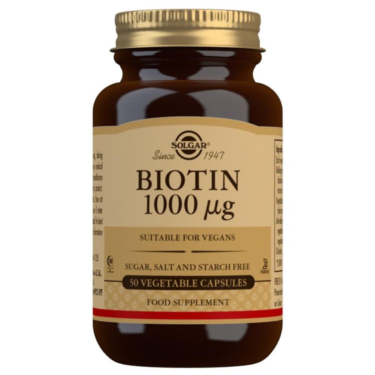 Biotina 1000 μg Solgar 50 cápsulas vegetales