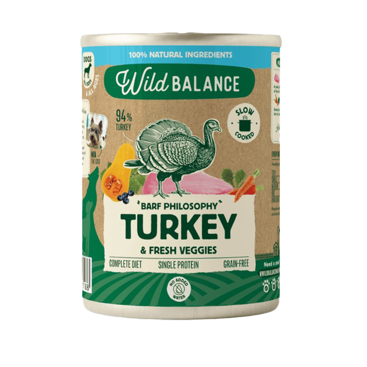 Lata Filosofía BARF de PAVO Wild Balance, 400 g