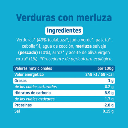 Pack 12x Tarrito BIO verduras y merluza +6 meses Smileat 230g