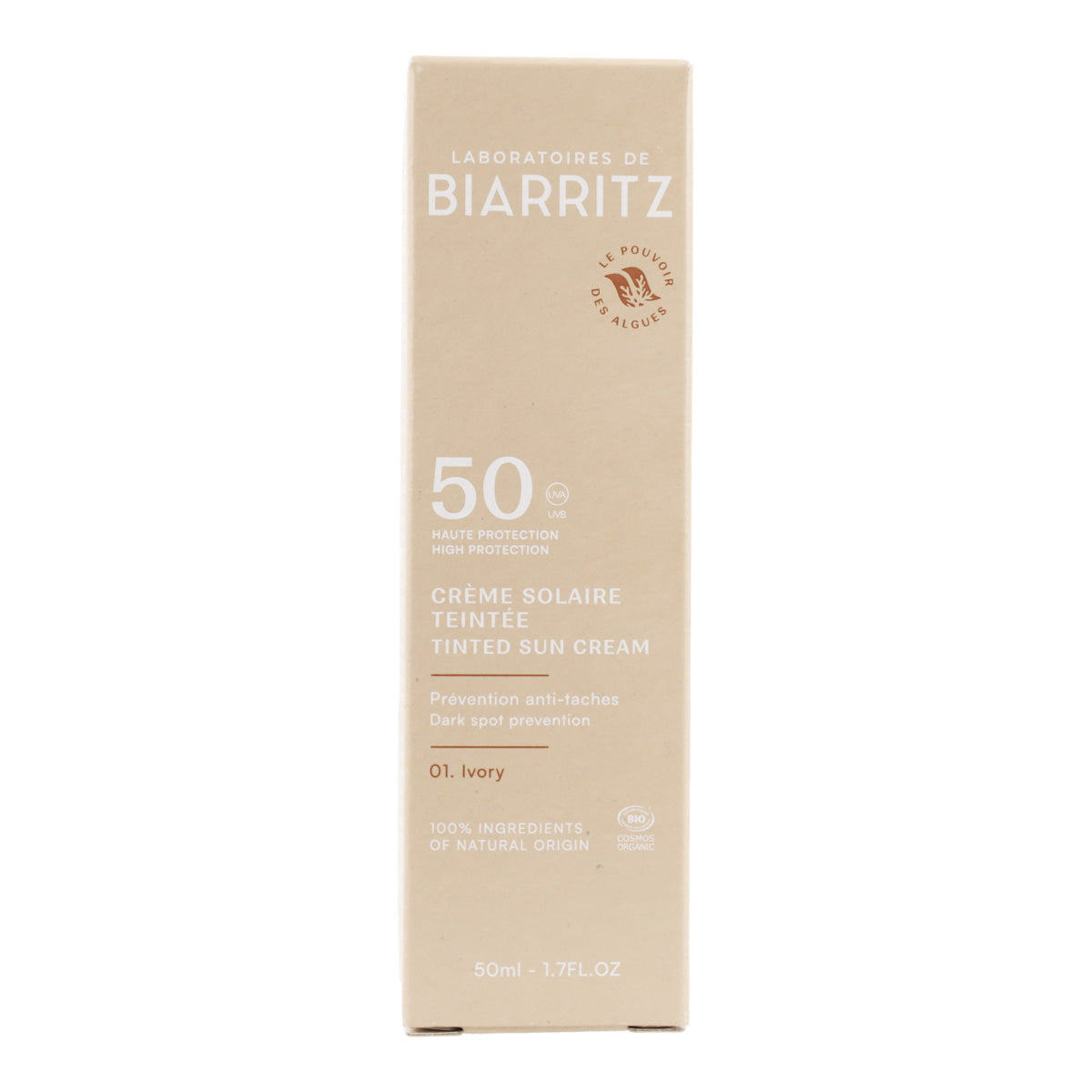 Crema viso color avorio spf 50 Biarritz