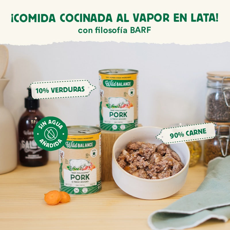 Lata de cerdo y verduras BARF para perros Wild Balance 400 g