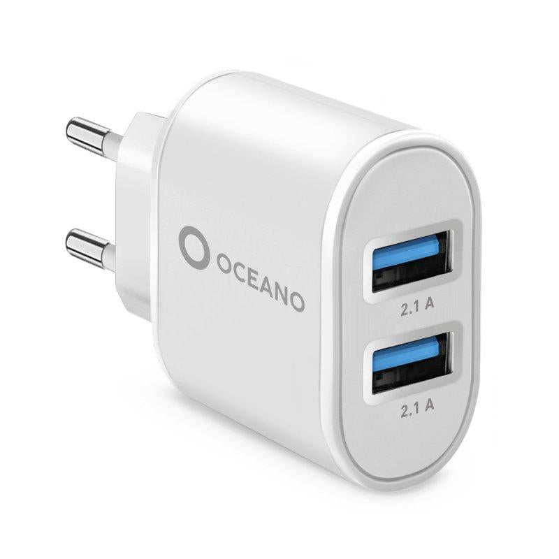 Cargador de viaje de 10 W de plástico reciclado para una carga rápida, color blanco