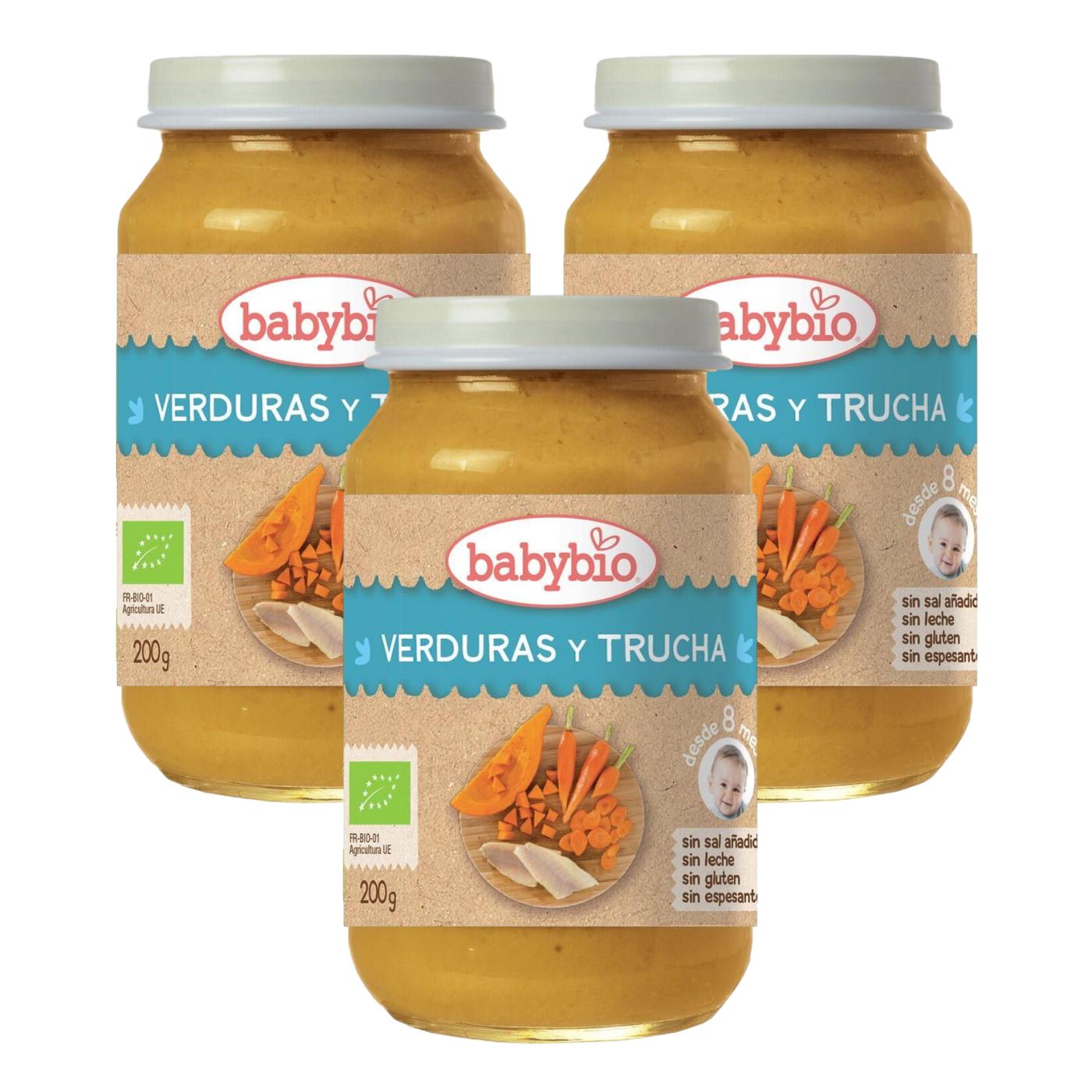 Pack 3 uds Tarrito Menu Tradicion Trucha, 200 g. Babybio