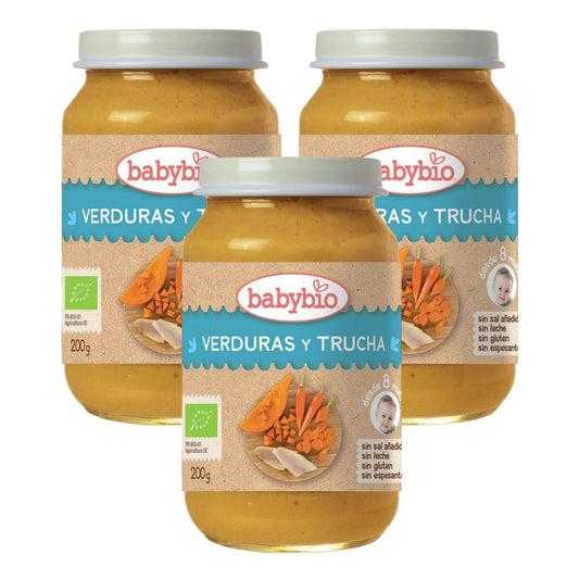 Pack 3 uds Tarrito Menu Tradicion Trucha, 200 g. Babybio