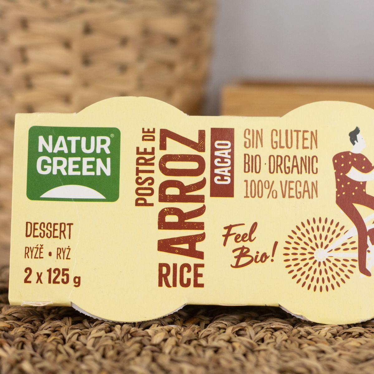 Postre de Rice Cacao NaturGreen,  2 X 125 g