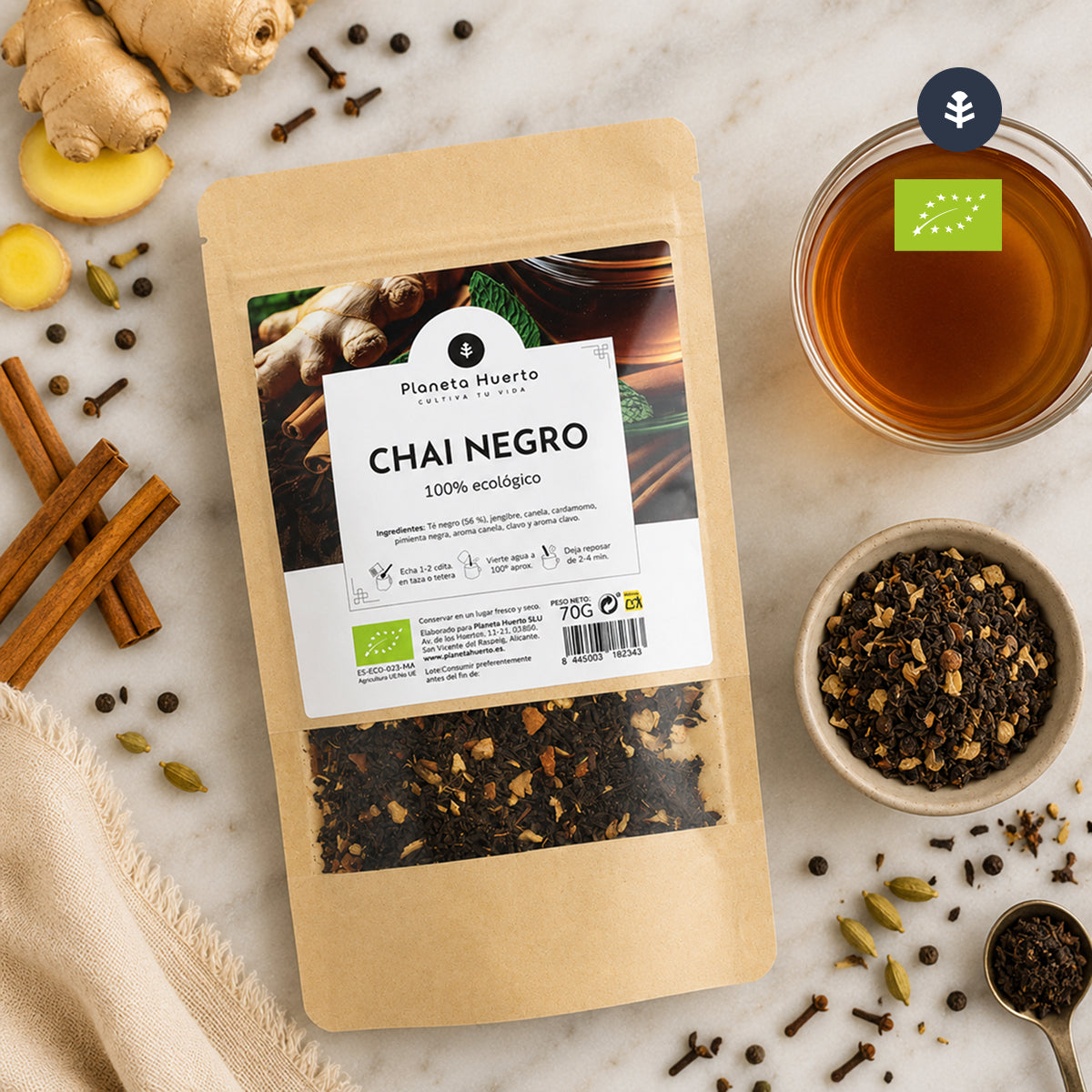 Tè nero chai ECO Planeta Huerto 70g