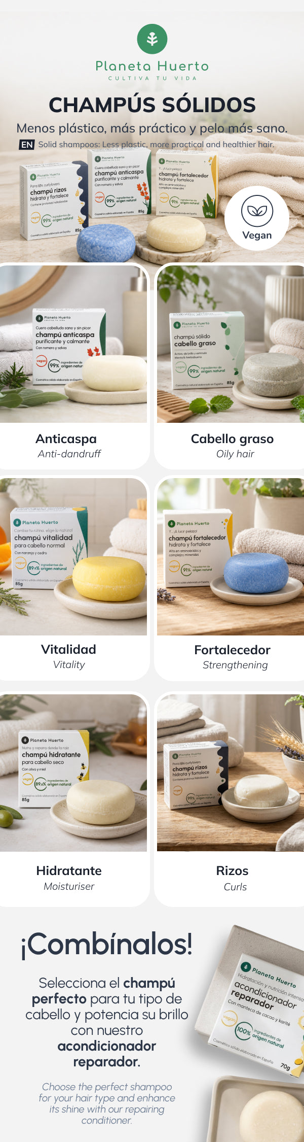 Planeta Huerto Shampoo all'arancia e al cedro per capelli normali 85 g