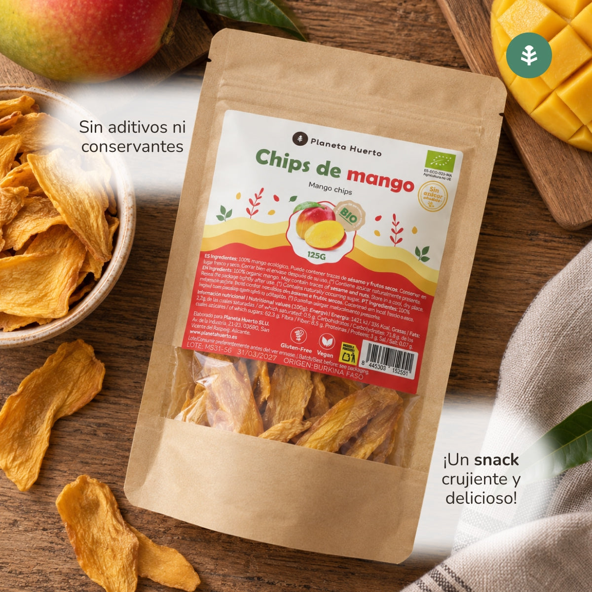 Patatine di mango essiccato ECO Planeta Huerto 125 g