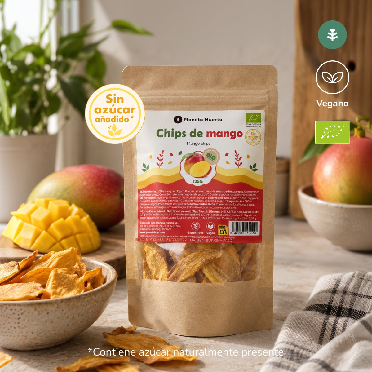 Patatine di mango essiccato ECO Planeta Huerto 125 g