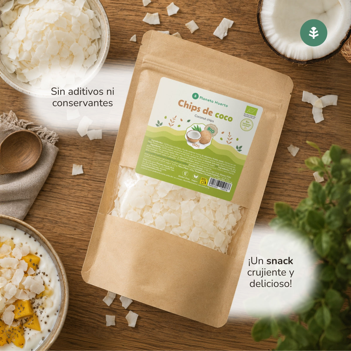 Scaglie di cocco non zuccherato ECO Planeta Huerto 150 g