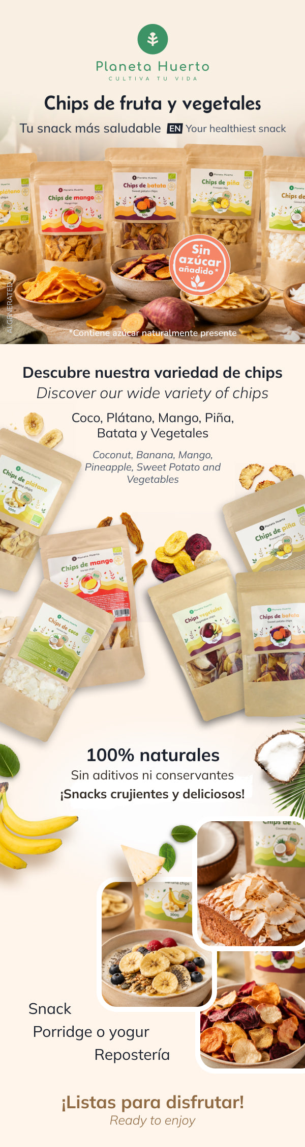 Patatine alla banana ECO Planeta Huerto 800 g